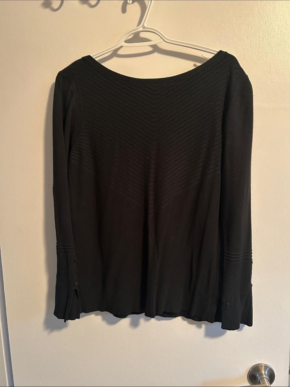 Women's dark green Long-Sleeve Ribbed Knit Top